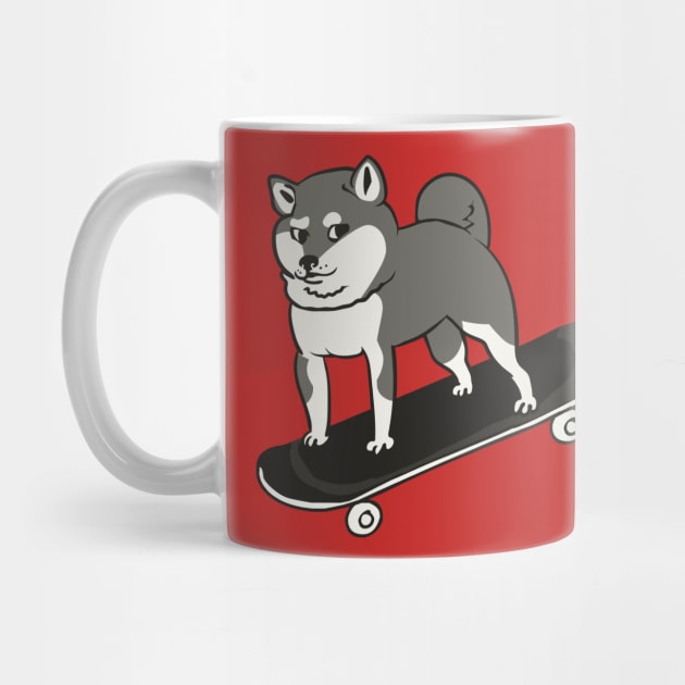 Skateboarding Shiba Inu by huebucket